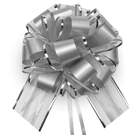 Silver Pull Bows for Gift Wrapping – 8 Pack