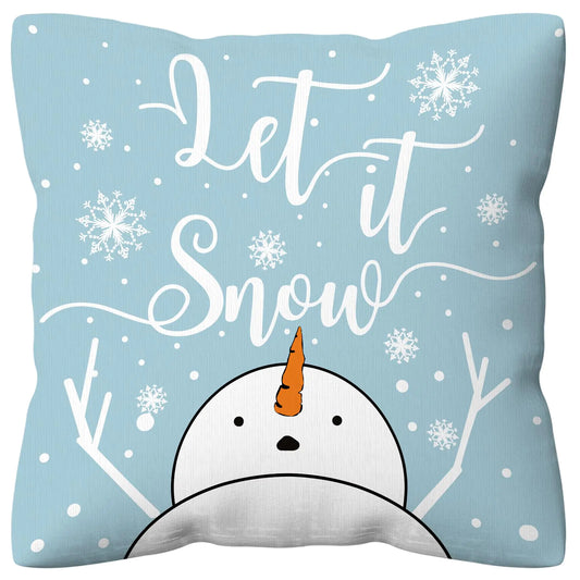 Blue Winter Pillow Covers 18x18 – Let It Snow Christmas Snowflake Decor